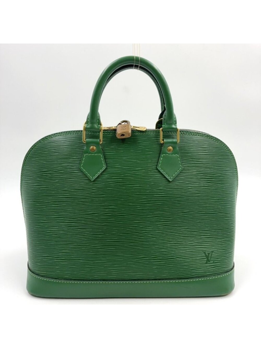 Louis Vuitton Alma Epi Borneo Green Leather Handbag Gold